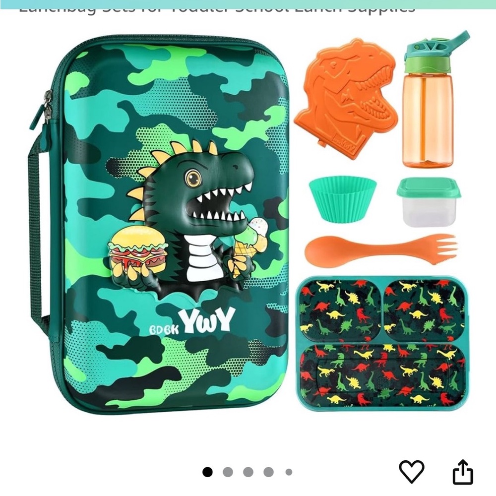 NEW Dinosaur Lunch Box Set with Utensils
